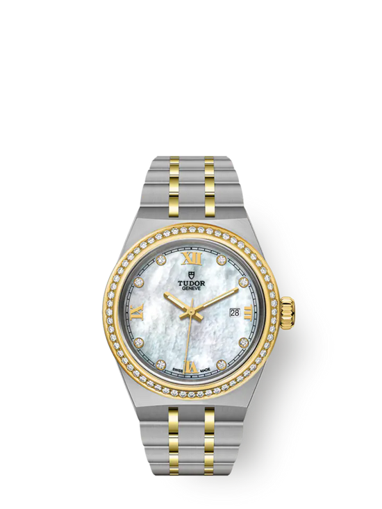 Tudor Replica Watch Royal, Stainless Steel, 18k Yellow Gold and Diamond-set dial with Diamond-set bezel, 28mm, M28323-0001