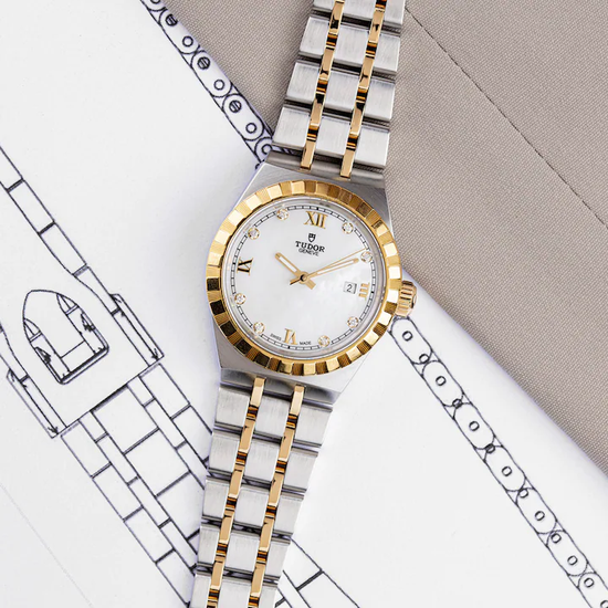 Tudor Replica Watch Royal, Stainless Steel and 18k Yellow Gold with Diamond-set, 28mm, M28303-0007