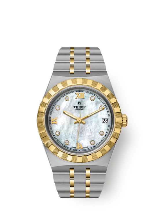 Tudor Replica Watch Royal, Stainless Steel and 18k Yellow Gold with Diamond-set, 34mm, M28403-0007