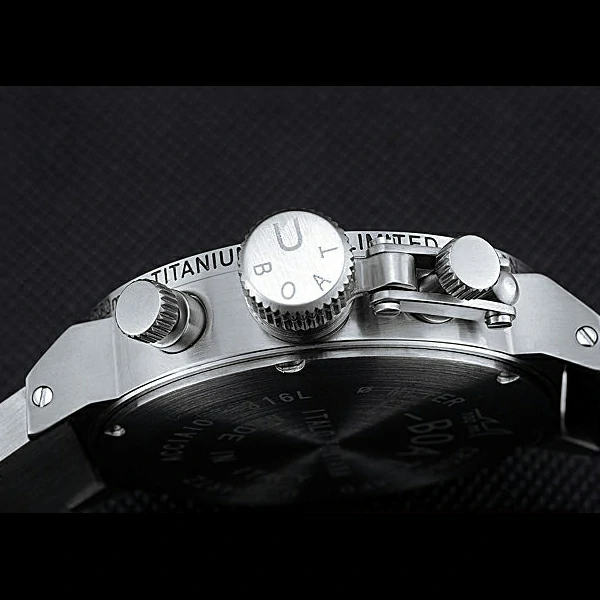 U Boat 1001 Yellow On Black Dial Stainless Steel Case Rubber Bracelet new60637