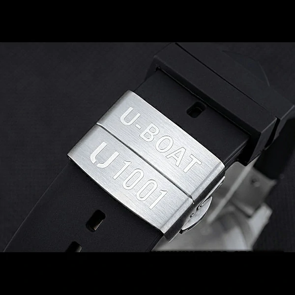 U Boat 1001 Yellow On Black Dial Stainless Steel Case Rubber Bracelet new60637