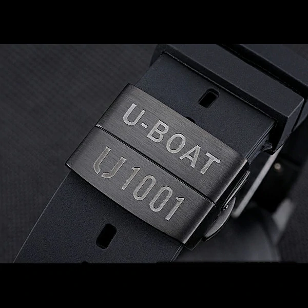U Boat Flightdeck Black Dial Black Steel Case Black Rubber Bracelet new60639