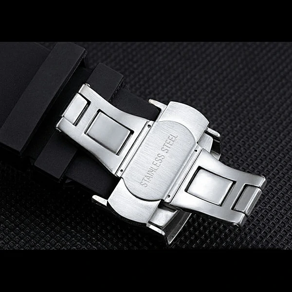U Boat Italo Fontana Black Carbon Dial Green Hour Marks Stainless Steel Case Rubber Bracelet new60635