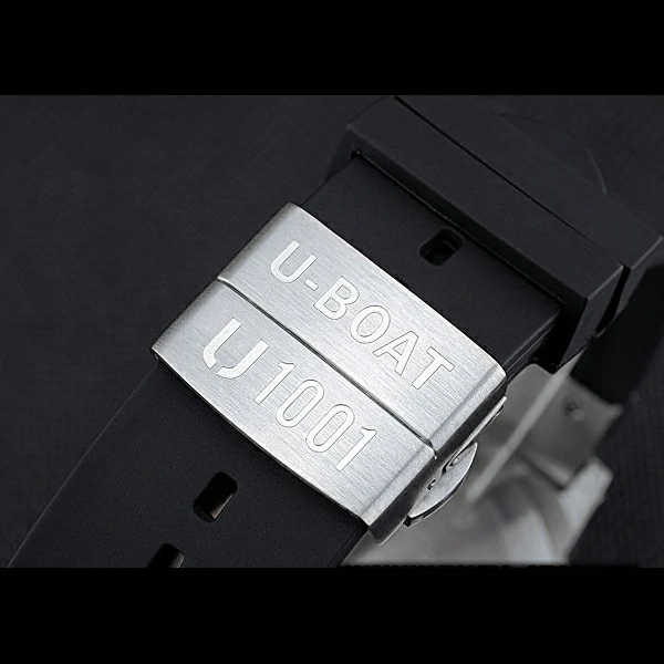 U Boat Italo Fontana Black Carbon Dial Grey Hour Marks Stainless Steel Case Rubber Bracelet new60633