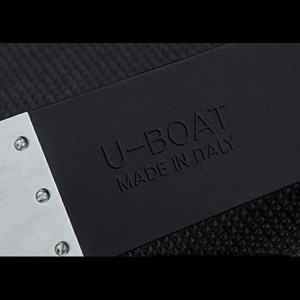 U Boat Italo Fontana Black Carbon Dial Grey Hour Marks Stainless Steel Case Rubber Bracelet new60633