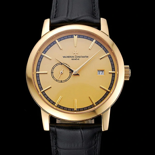 Vacheron Constantin Patrimony Contemporaine Gold Case Gold Dial Black Leather Bracelet new60608