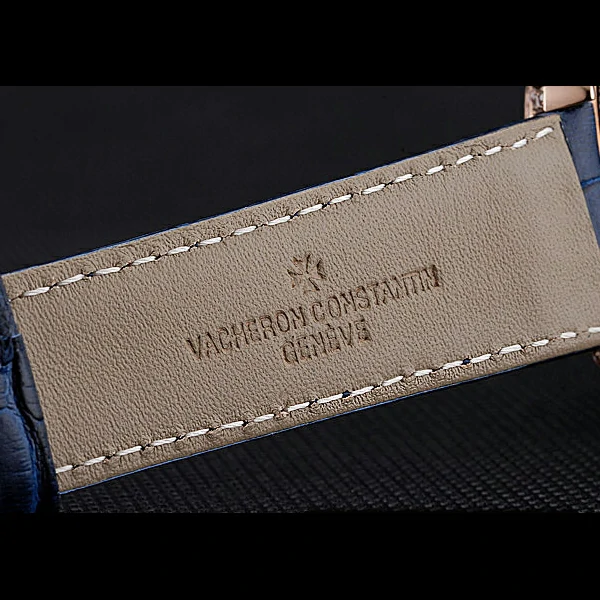 Vacheron Constantin Patrimony Contemporaine Gold Diamond Case White Dial Blue Leather new60613