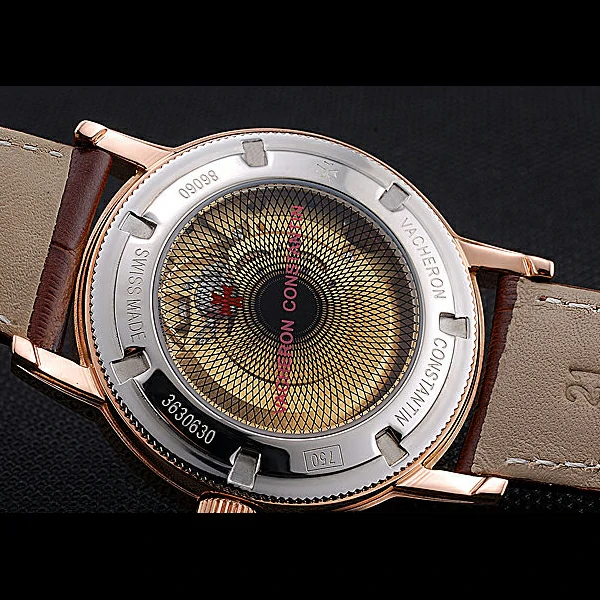 Vacheron Constantin Patrimony Contemporaine Rose Gold Case White Dial Brown Leather Brace new60606