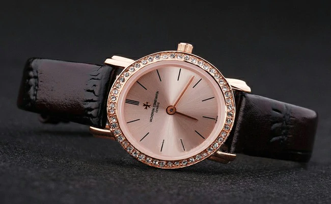 Vacheron Constantin Patrimony Diamond Rose Gold Dial Rich Maroon Leather Bracelet new89222