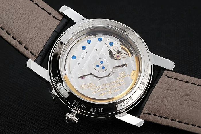 Vacheron Constantin Patrimony Quantieme Reserve De Marche Cream Dial Stainless Steel Case Black Leather Strap new123405