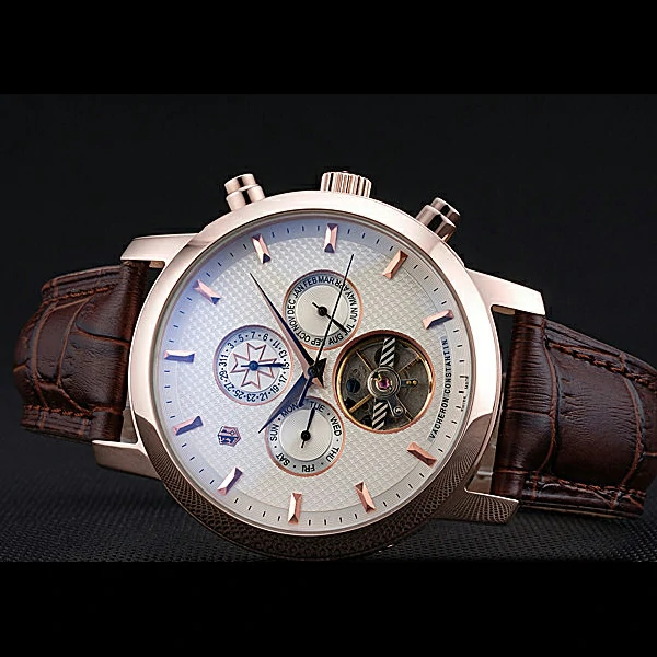 Vacheron Constantin Patrimony Traditionnelle Gold Case Brown Leather Strap new60199