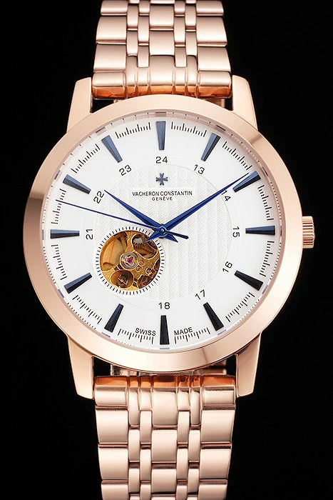 Vacheron Constantin Tourbillon White Dial Blue Numerals Rose Gold Case And Bracelet new123012