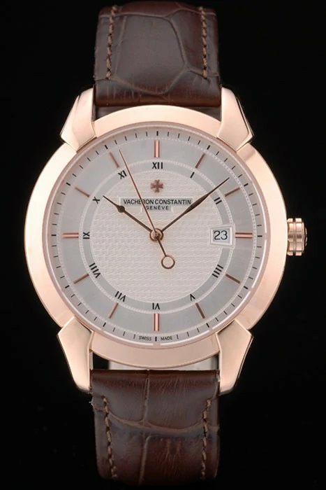 Vacheron Constantin Traditionnelle White Dial Rose Gold Case Brown Leather Bracelet new105522